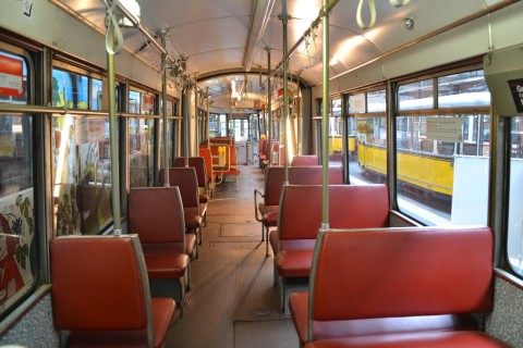 Stuttgart villamos múzeum Straßenbahnwelt GT4 belső tér